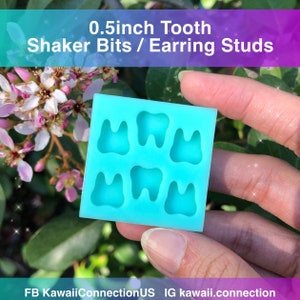 TINY 0.5inches Shiny Flat Tooth Teeth Silicone Mold Palette for Custom Resin Deco Charms Cabochons and Stud Earrings