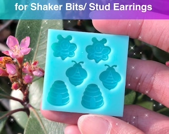 TINY 0.5 inch Bee & Honey Hive Silicone Mold Palette for Resin Deco Bag Small Stud Earrings Shaker Charms DIY