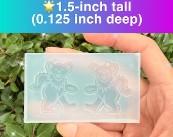 1.5 inches tall PAIR of Dancing Bear Silicone Mold for Resin Dangle Charm Earrings Pendants Stitch Markers Zipper Pull DIY