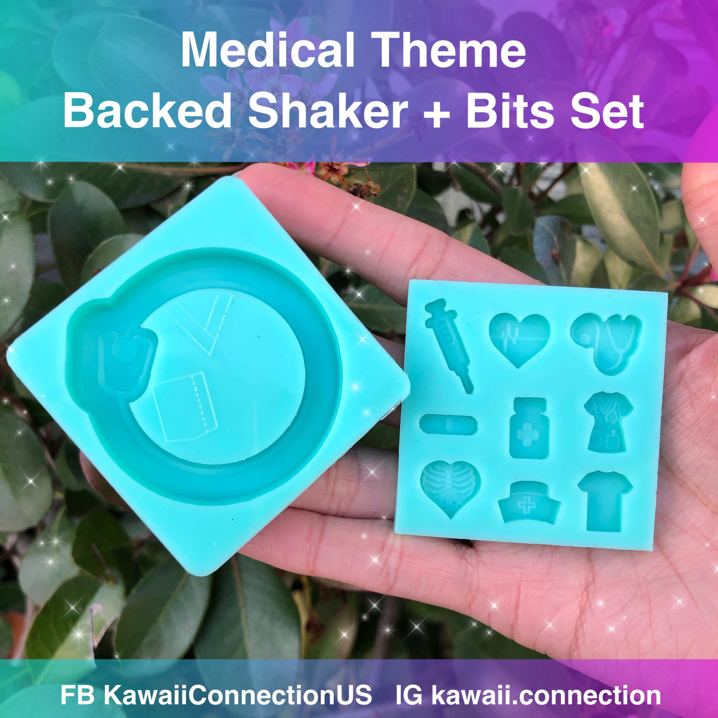 Medical Nurse Doctor Medic Silicone Mold Injection Stethoscope Hat Scrubs  Heart EKG Shaker Bits for Resin Pendants Charms Cabochon 