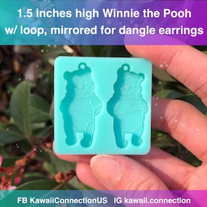 1.5 inches tall (0.125 inch deep) Cuddly Bear Silicone Mold Palette for Resin Dangle Earrings Stitch Marker Charms DIY