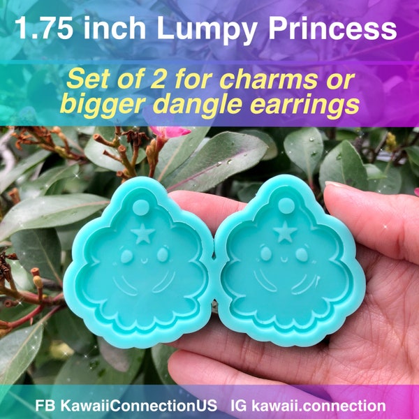 Pair of 1.75 inches Lumpy Space Princess LSP Adventure w Built-in Hole for Bigger Dangle Earrings Charm Necklace Pendant Resin Silicone Mold