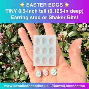 TINY 13mm Easter Eggs in 3 Designs Silicone Mold for Resin Deco Charms Cabochons for Stud Earrings Shaker DIY