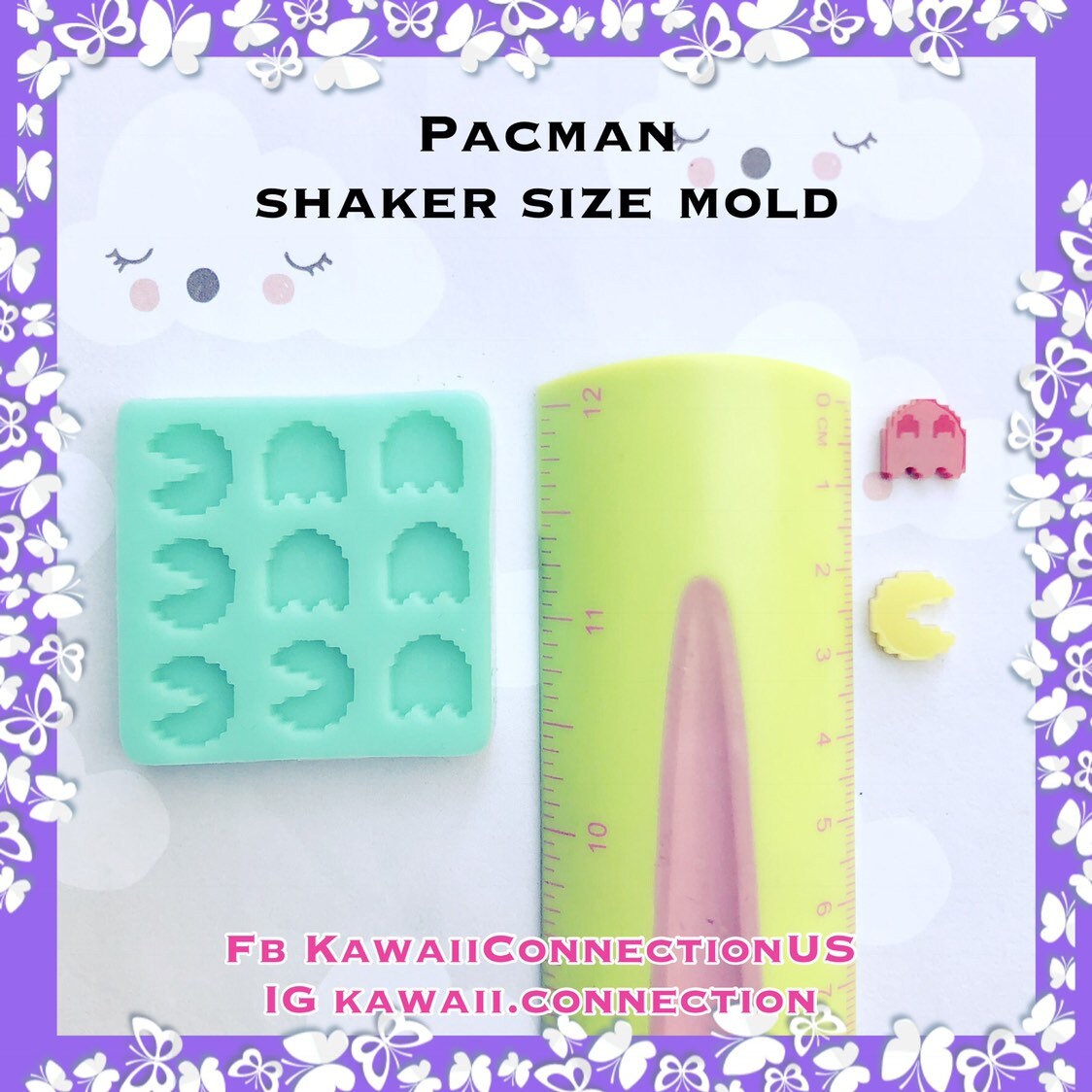 V1 TINY 0.5 inch Pacman Gamer Silicone Mold Palette for Resin Deco Ch…