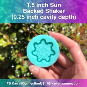 May include: A turquoise silicone mold for resin casting. The mold is shaped like a sun with a 1.5 inch diameter and a 0.25 inch cavity depth.  FB KawaiiConnectionUS IG kawaii.connection