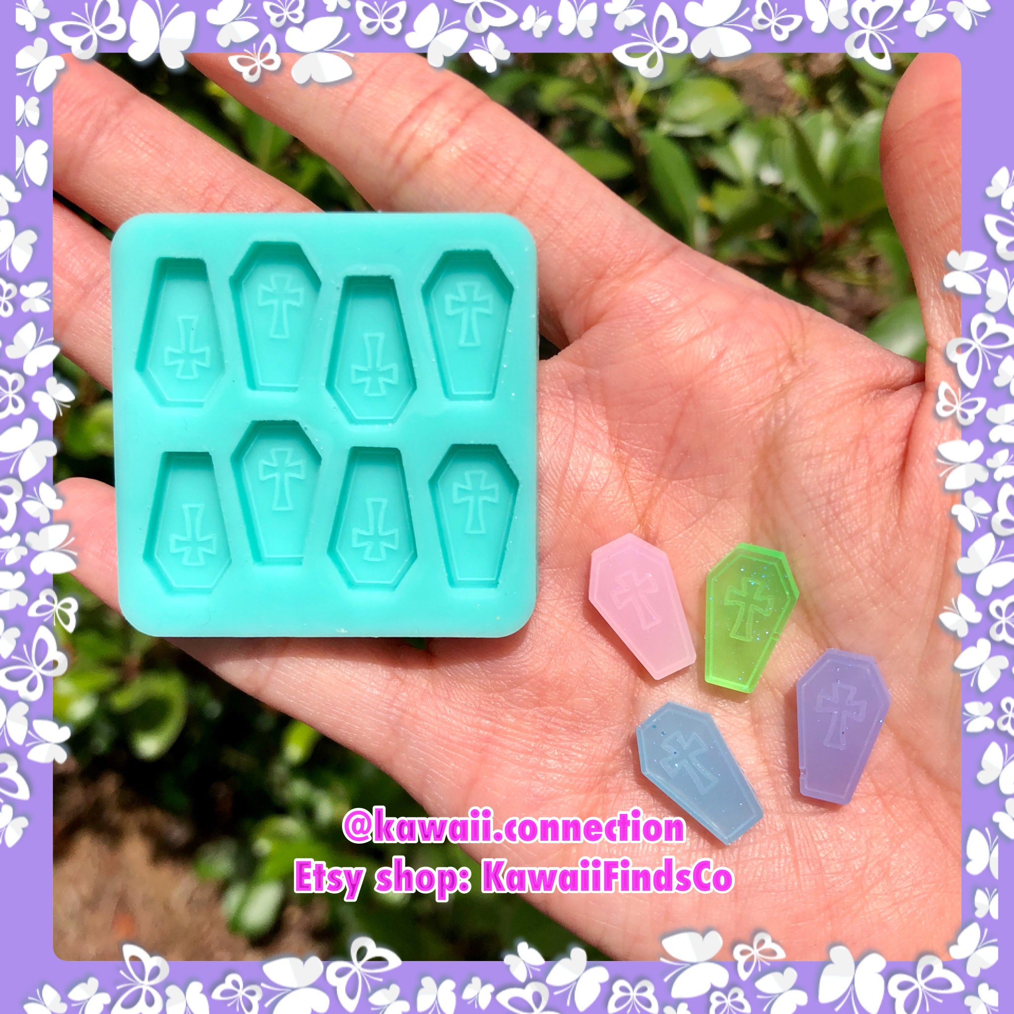 TINY Coffin with Cross Goth Silicone Mold Palette for Resin Deco Shak…