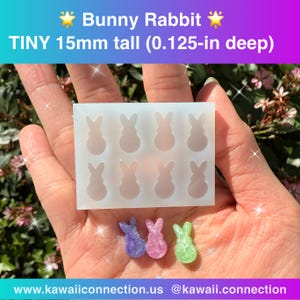 TINY 15mm tall (0.125 inch deep) Bunny Easter Peeps Rabbit Silicone Mold Palette for Resin Earring Studs Charms Shaker Bits Cabochons