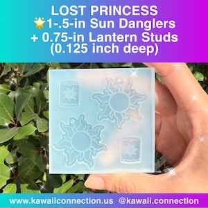 1,5 inch Sun Dangle Charms met lus (0,125 inch diep) + 0,75 inch lantaarns van Lost Princess Resin siliconen malpalet voor oorbellen