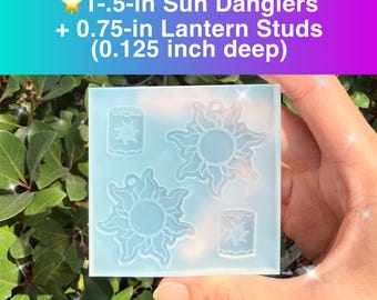 1.5インチ サンダングルチャーム ループ付き (深さ0.125インチ) + 0.75インチ ランタン ロストプリンセス レジン シリコンモールド パレット イヤリング用