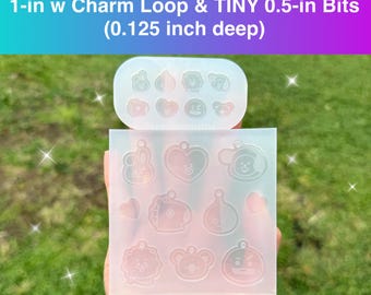 7-Member K-Pop (2 size options) TINY 0.5inch Shaker Bits/ Earring Studs or 1-inch with Loop (0.125 inch deep) Silicone Mold for Resin Charm