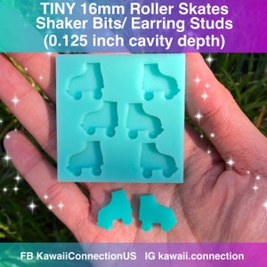 TINY 16mm Roller Skates at 0.125 inch deep Shaker Bits Earring Studs Silicone Mold Palette for Resin Deco Charms DIY