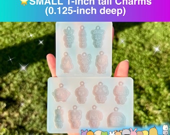 TINY 1-inch with Loop (0.125 inch deep) 13-member Cartoon K-Pop Group Silicone Mold for Resin Zipper Pull or Phone Charms