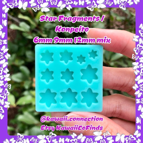 TINY 6mm 9mm 12mm Mix Star Fragment or Konpeito Shaker Bits Silicone Mold Palette for Resin Deco Bag Earrings Studs Shaker Charms DIY