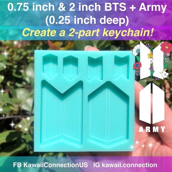 2 inch & 0.75 inch (0.25 inch deep) K-Pop Army Silicone Mold Palette for Resin Deco Charms DIY