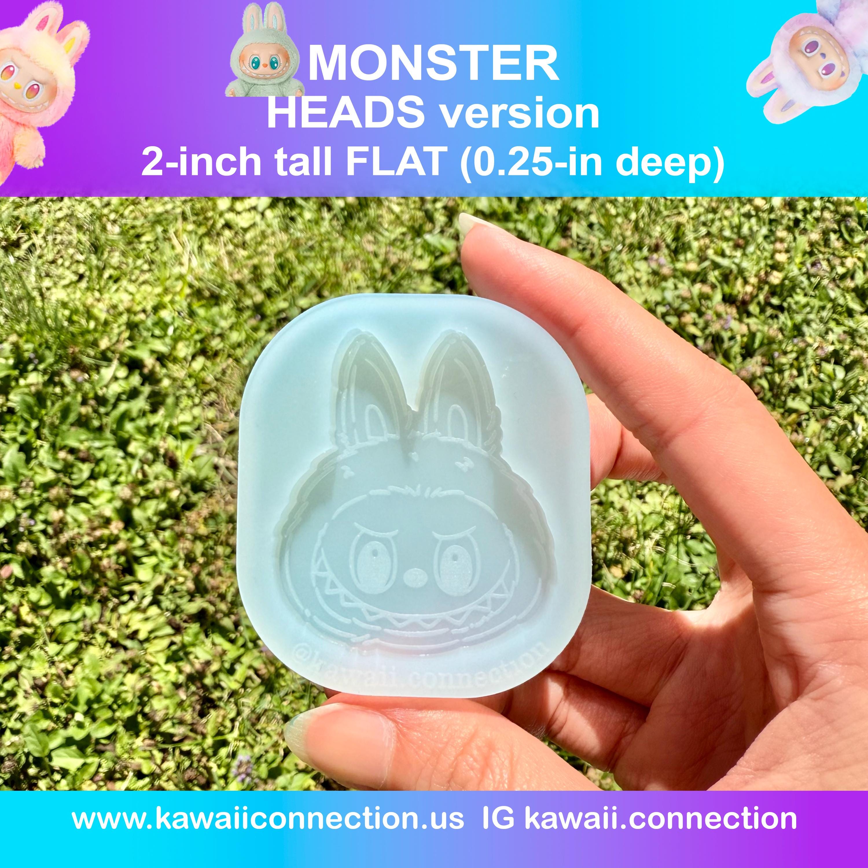 2-inch tall (0.25 inch deep) Head Monster Silicone Mold for Custom Resin Charm Decoration Keychain