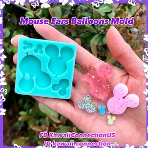 Mouse Ears Balloon Silicone Mold Palette for Resin Pendants Keychain Shaker Charms Cabochons