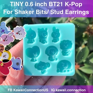 TINY 0.6 inch high 7-member K-pop cartoon Silicone Mold for Resin Charms for Stud Earrings & Shaker Charm