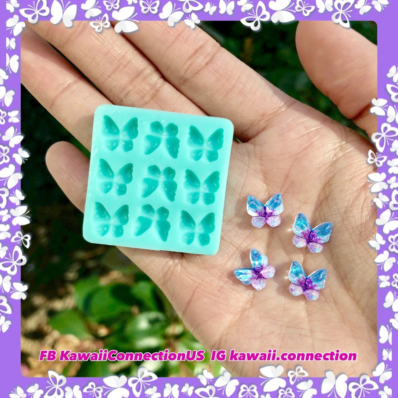 TINY Shiny Domed Butterfly Wings Silicone Mold Palette for Resin Earr…