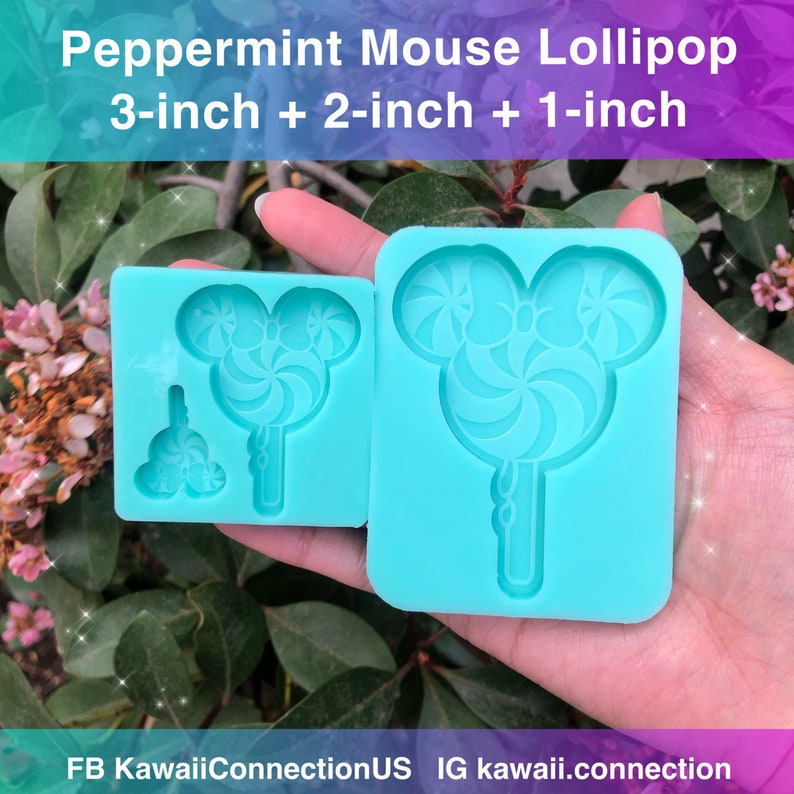 YOU CHOOSE Peppermint Candy Lollipop Mouse Silicone Mold  for Custom Resin Clay for Christmas Holiday Charms Keychain Pendant Ornament