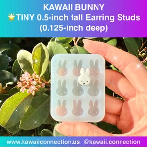 TINY 0.5-inch tall Kawaii Bunny Shaker Bits or Earring Studs Silicone Mold for Custom Resin Charm Decoration Keychain
