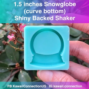 1.5 inch tall Snowglobe (curved bottom) Snow Globe Shiny Backed Shaker Silicone Mold for Custom Resin Bag and Key Charms