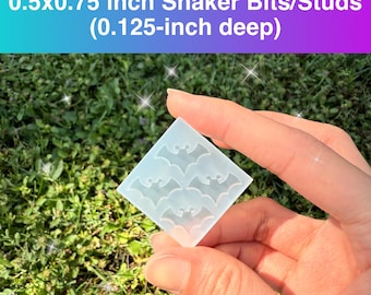 TINY 0.5 inch high by 0.75 inch wide Bat w Mouse Ears Shaker Bits Earring Studs Cabochons Resin Silicone Mold