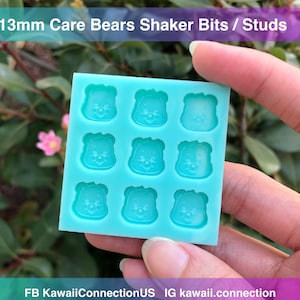 13mm Shiny Retro Bears Detailed Design Silicone Mold Palette for Custom Resin Deco Shaker Charms Cabochons and Stud Earrings