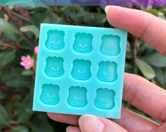 13mm Shiny Retro Bears Detailed Design Silicone Mold Palette for Custom Resin Deco Shaker Charms Cabochons and Stud Earrings