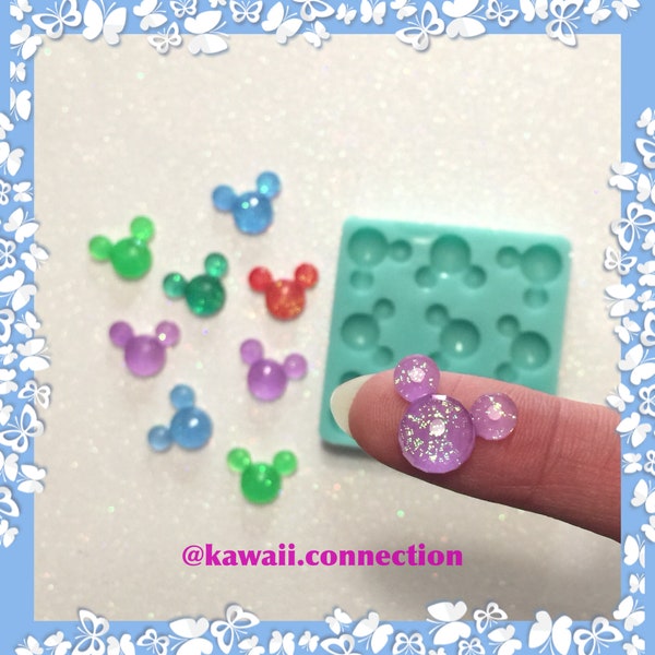 Small Faceted Mouse Head Silicone Mold Palette for Resin Deco Charms Cabochons and Shakers
