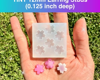 TINY 12mm Sakura Japanese Cherry Blossom Flower Shaker Bits Silicone Mold Palette for Resin Deco Bag Earrings Studs Shaker Charms DIY