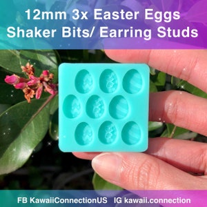 TINY 13mm Easter Eggs in 3 Designs Silicone Mold for Resin Deco Charms Cabochons for Stud Earrings Shaker DIY