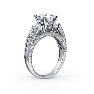 Set di anelli da sposa, Set di anelli di fidanzamento, Anello in argento 935 con fascia abbinata, Set di anelli di diamanti Moissanite, Anello con tre pietre decorative immagine 4