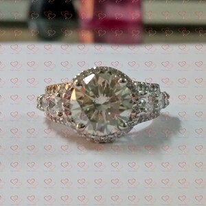 3 Carat White Moissanite Vintage Style Engagement Ring with Matching Wedding Band Halo Bridal Set in Sterling Silver image 5