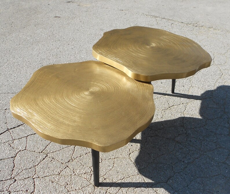Coffee table side end resin tree trunk slice motif GOLD Etsy