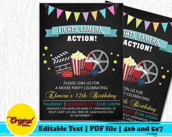 movie invitation etsy movie party invitation