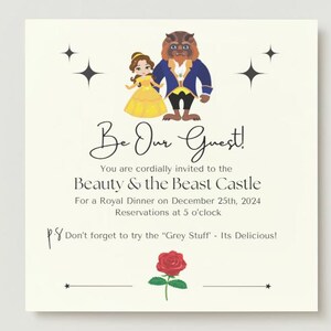 Be Our Guest, Belle Invitation, Be Our Guest Announcement, Disney Invitation, BOG invitation, Belle, Beauty & the Beast, Royal Feast