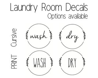 Laundry Decals SET OF 2, Washer dryer decals, Farmhouse vinyl decals, Laundry room decor, wash dry stickers, modern farmhouse laundry decals