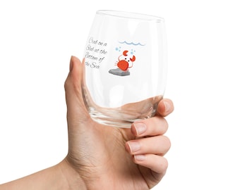 Crab on a Slab Pippin Stemless wine glass