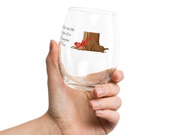 Newt on the Root Pippin Stemless wine glass
