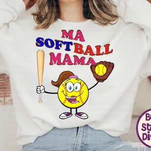 Softball Mama Svg- Mama Softball Svg, Softball Svg, Regali palla morbida, Download istantaneo - File di sublimazione, Camicia mamma Softball -Stampa arte svg