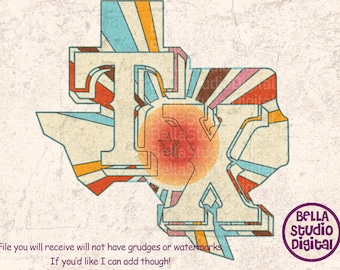 Retro Texas Bundle Sun Print PNG, Sublimation File Texas Map, Texas State SVG - Dxf- PNG Pdf, Instant Download, Western Style Bundle Shirt
