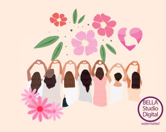 Happy Womens Day PNG Illustration, POD Design, Sketch Clipart, Trendy Design Sublimation file, Mothers Day Woman Empowerment, Pretty Cute