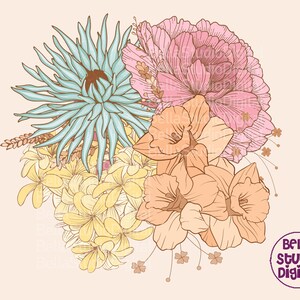 Handrawing Floral Bouquet Png for Easter, Flower Sublimation Design, Christian Png, Jesus Lover, He is Risen Collection Png, Bible Verse Png