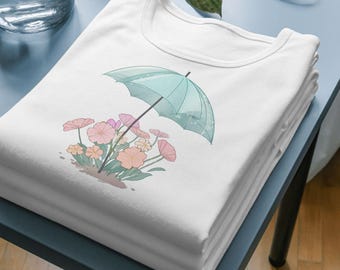 April Showers PNG – Spring Umbrella with Wildflowers – Pastel Floral Sublimation Design – Digital Download for T-Shirts, Mugs, Crafts Gift