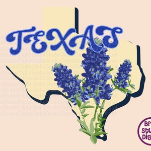 Blue Texas Floral Png, Bluebonnet Texas Flower State Print, Sublimatie Download Texas Map SVG PNG Dxf Eps Pdf, Gift Texas Lovers Mom Mama