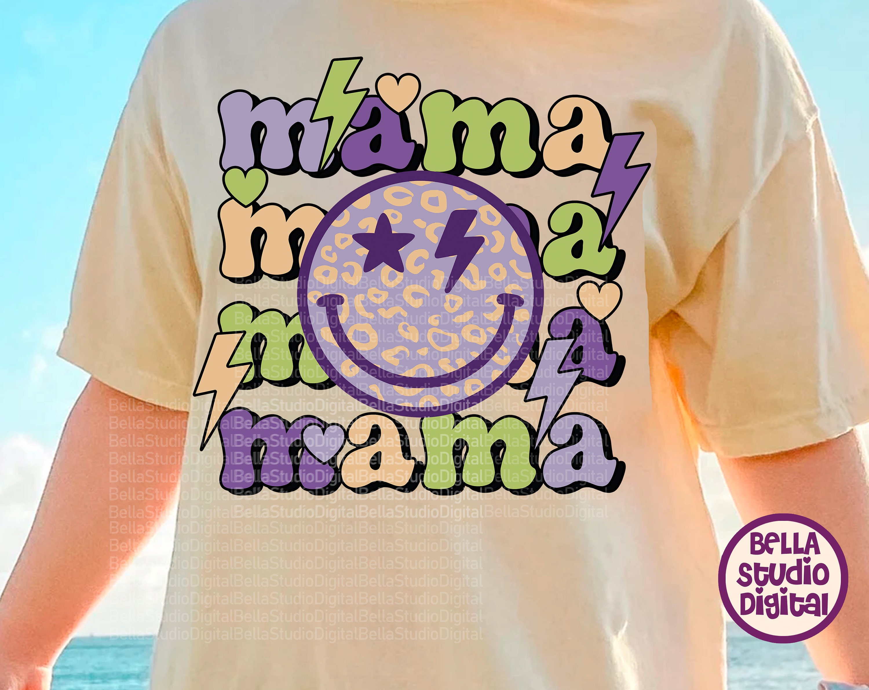 Smiley Mama Svg Png Eps , Bundle Retro PNG, Retro Smiley, Mama