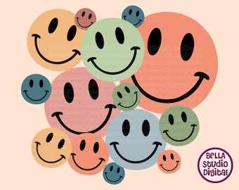 Smiley Face Svg, Smiley Face Png, for Sublimation, Groovy Svg, Vintage Cute Smile Png Tshirt design, Png Dxf Svg Eps, Happy Face Svg, Gift