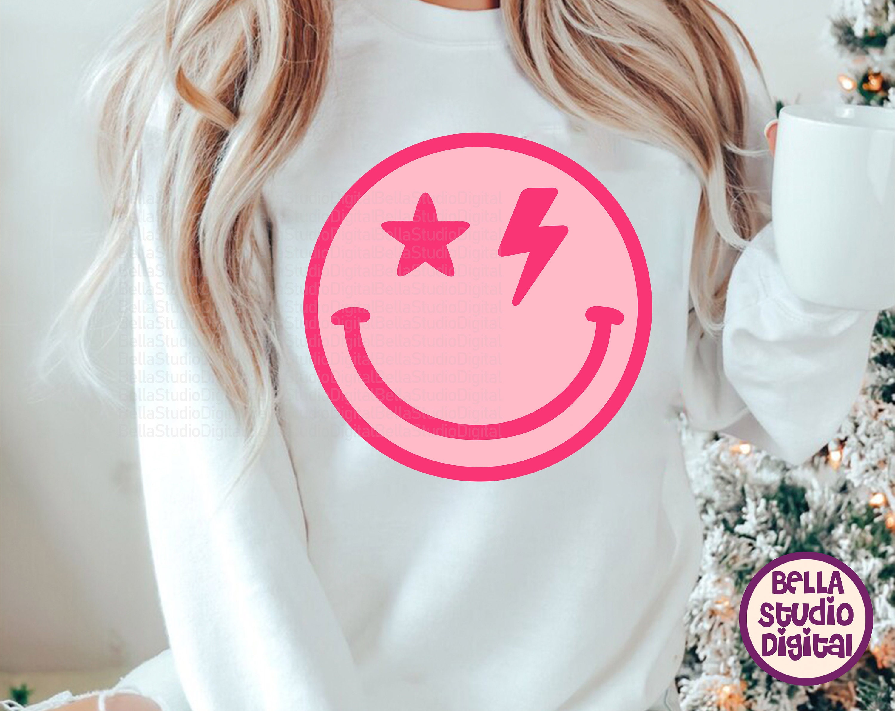 SALMOS スマイリー プリント ロングスリーブTシャツ スポンジ・ボブ ビッグフェイス