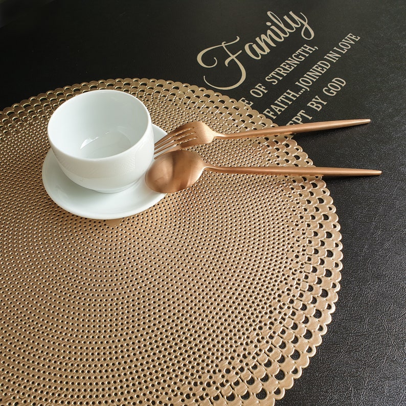 Modern Round Placemats Non Slip Easy Care Vinyl Placemats Set Etsy