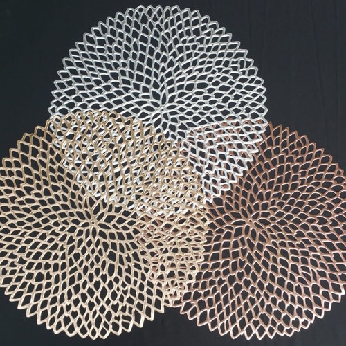 Gold Placemats Round Table Mats Wedding Placemat Set of 4 Etsy